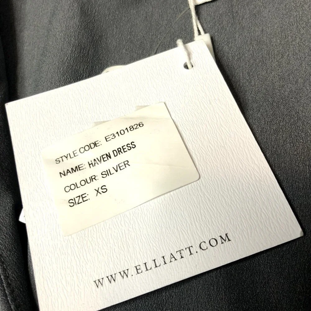 Elliatt NWT‎ Grey Silver Haven Mini Dress Size XS Tie Bow Waist
